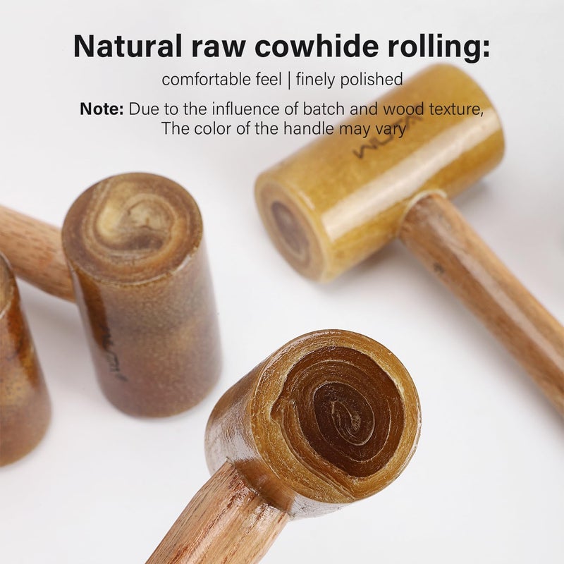 WUTA Rawhide Mallet 100% Rawhide-head Hammer for Jewelry Making Leather Craft Hammer Stamping Jewelry Leather Worker Craft Tool Good Buffering Mallet 42mm - Image 4